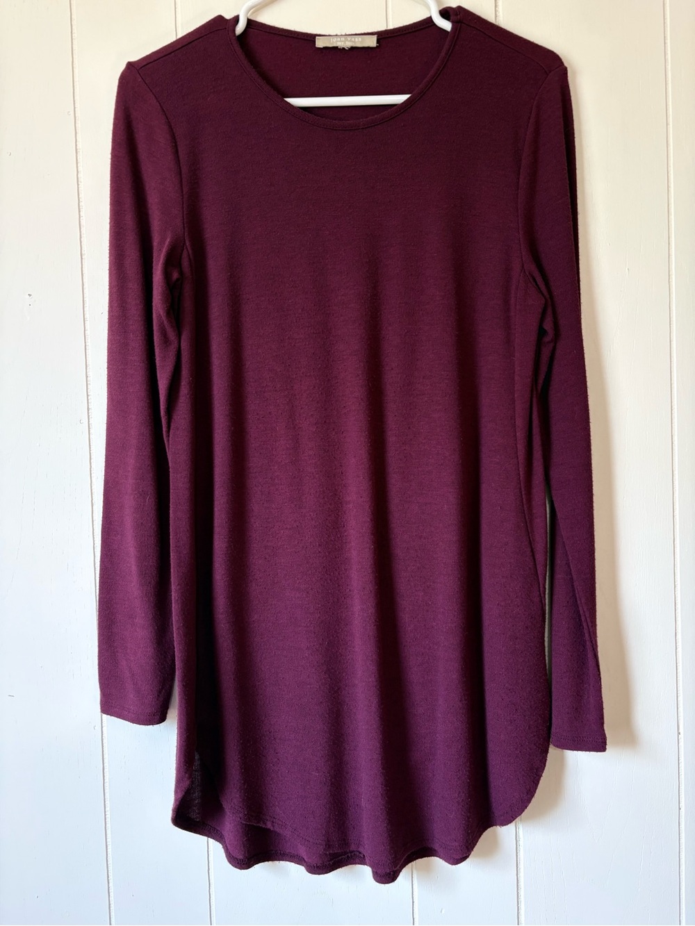 Joan Vass New York Burgundy Long Sleeve Tunic Top